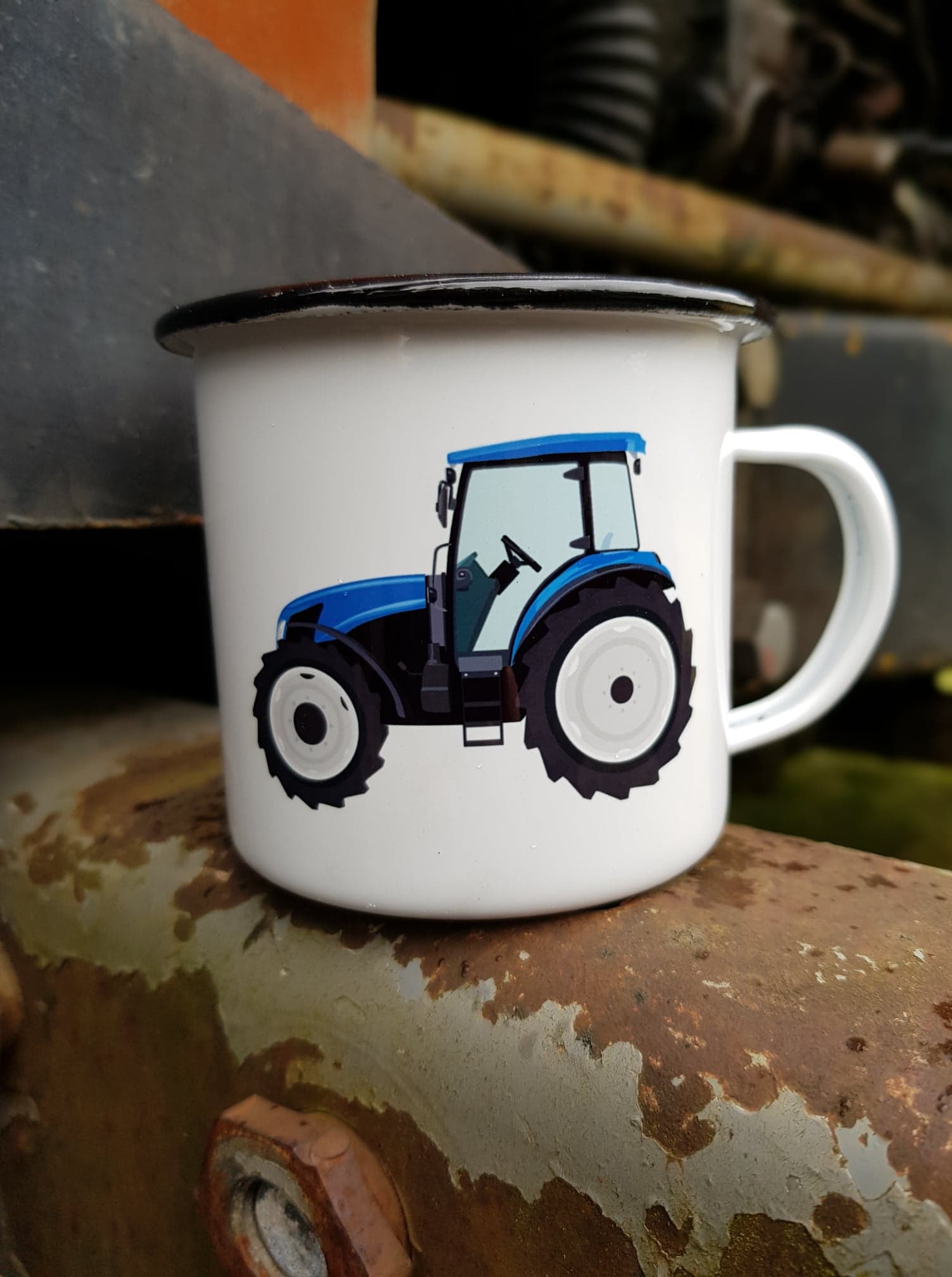 Emaljmugg Traktor Blå