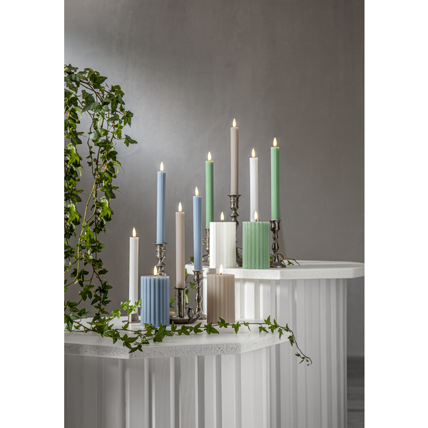 LED Blockljus Flamme Stripe Beige - 3