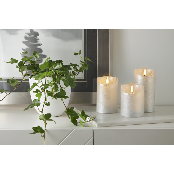 LED Blockljus Flamme Rustic Silver 12,5 cm - 3