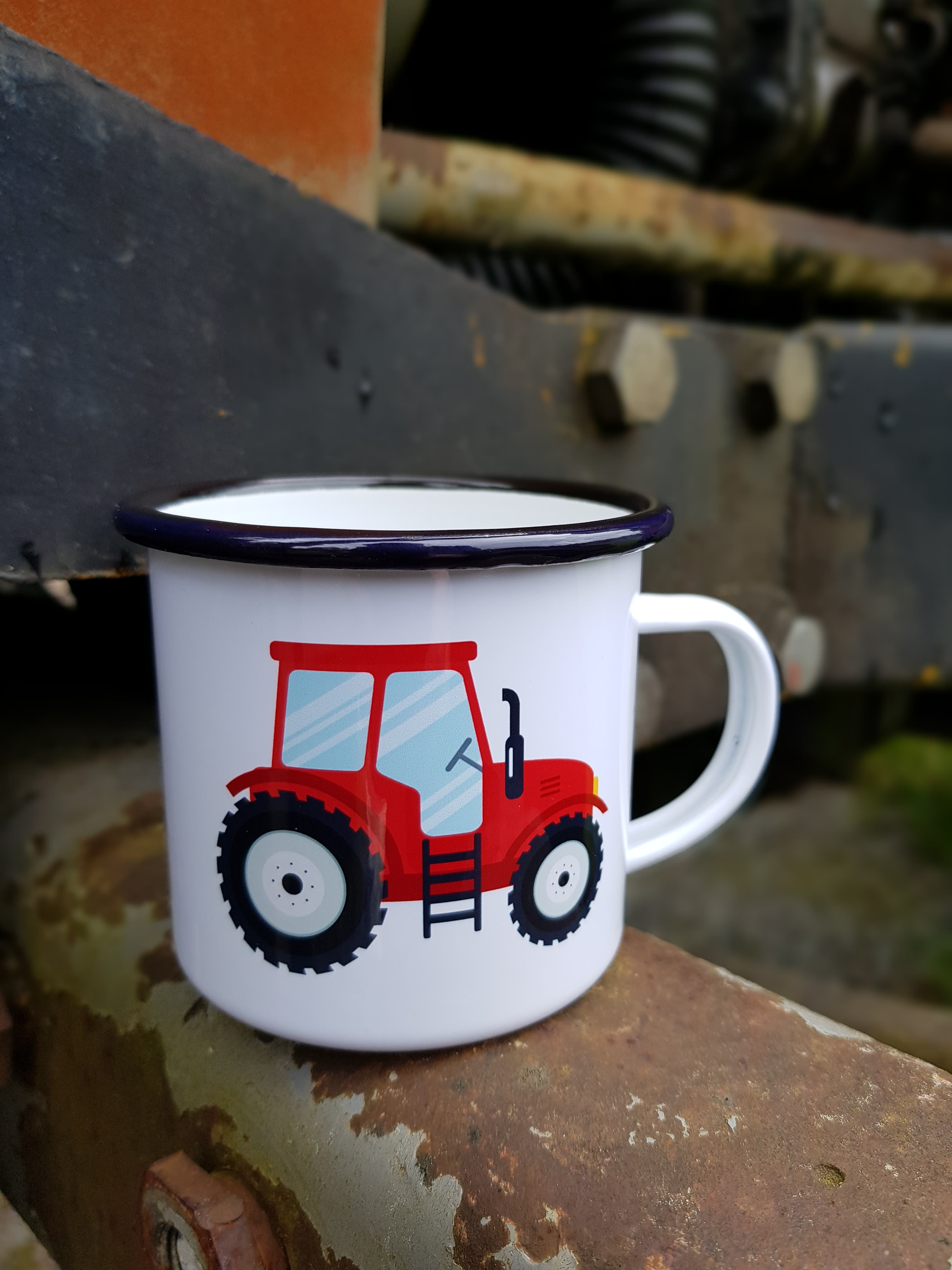Emaljmugg Traktor Röd