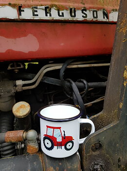 Emaljmugg Traktor Röd