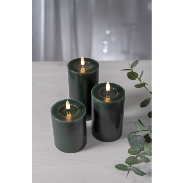 LED Blockljus Flamme Flow Grön 17,5 cm - 3