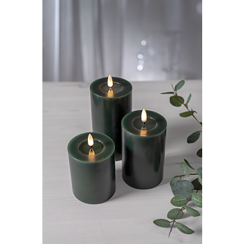 LED Blockljus Flamme Flow Grön 15 cm