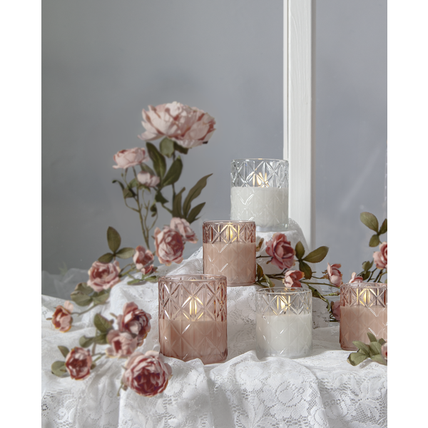 LED Blockljus Flamme Romb rosa - 5