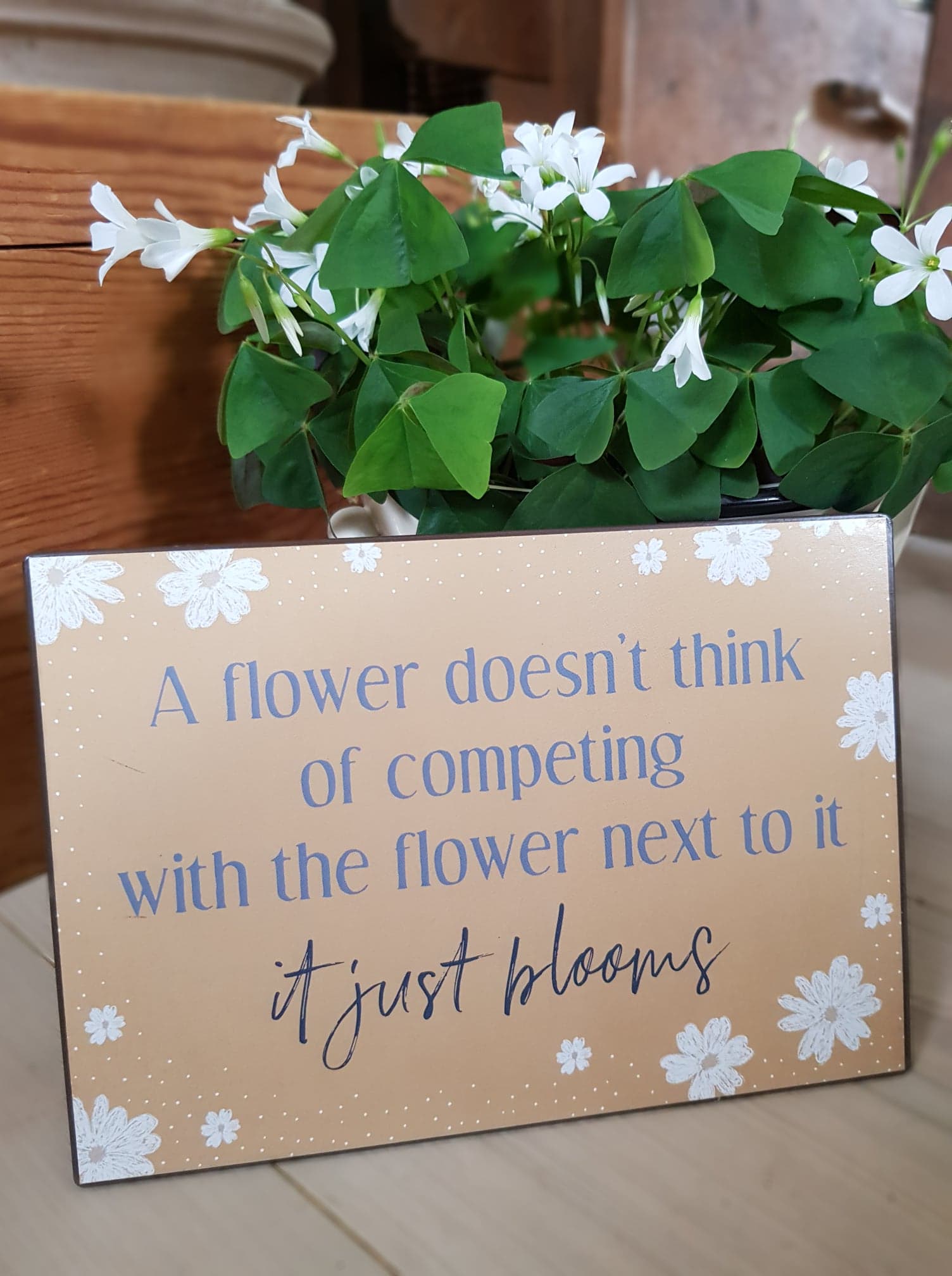 Skylt " A flower..."