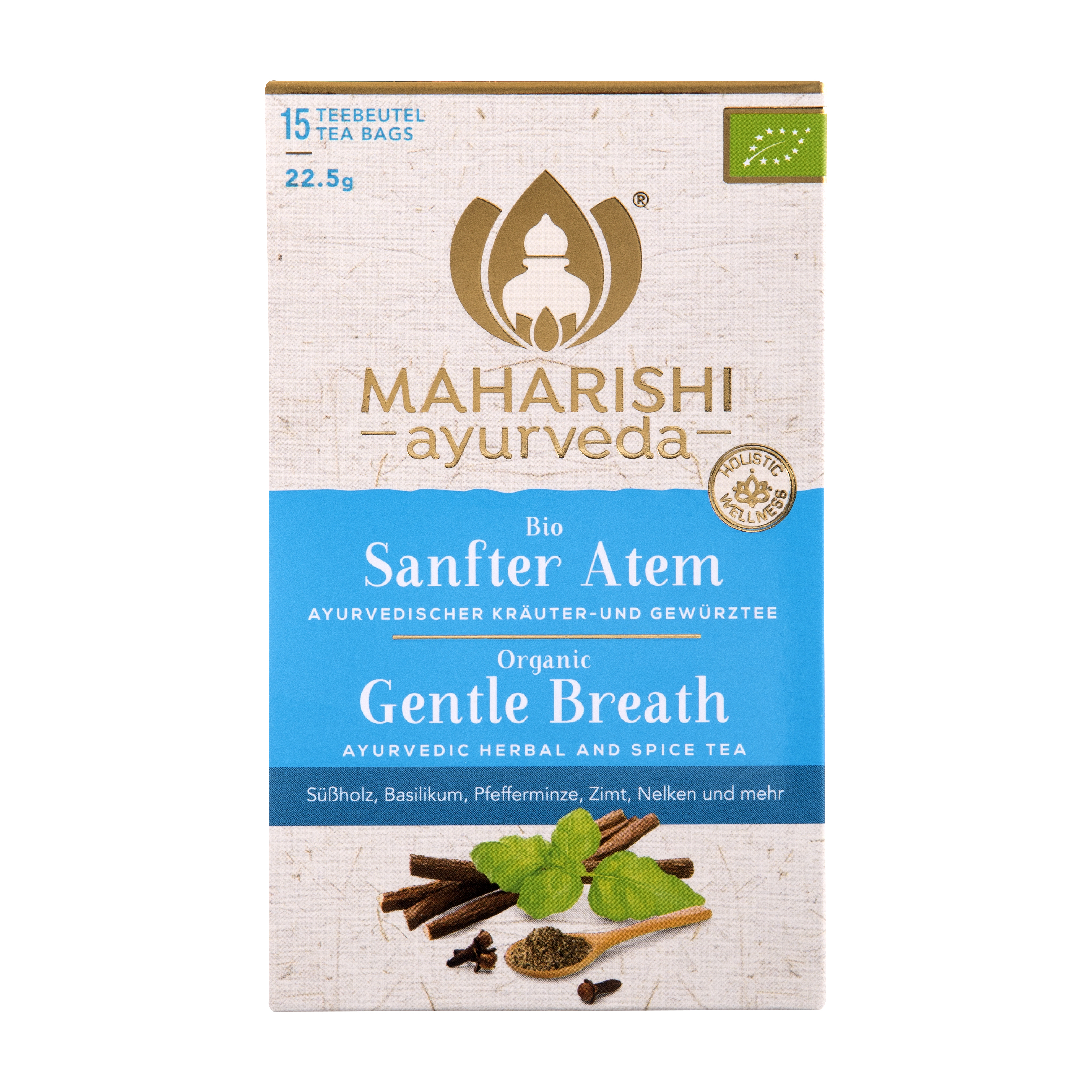 Gentle Breath-te eko 15 påsar 22,5g från Maharishi Ayurveda