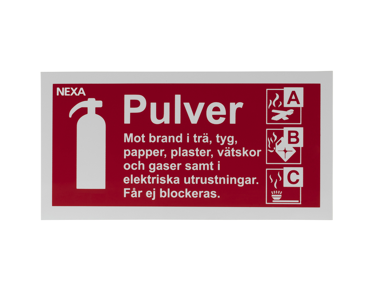 Typskylt för pulversläckare 10 x 20 cm