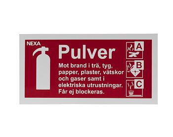 Typskylt för pulversläckare 10 x 20 cm