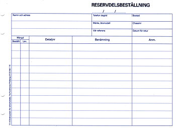 Reservdelsbeställning