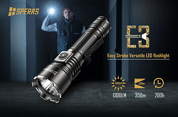 LED Ficklampa SPERAS E3 - 1300LM - 350M