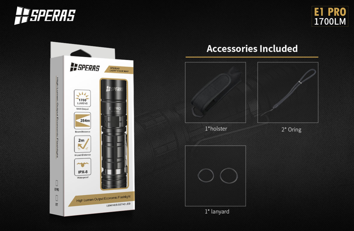 SPERAS E1-PRO  - Tactical LED ficklampa med 1700 Lumen - 5