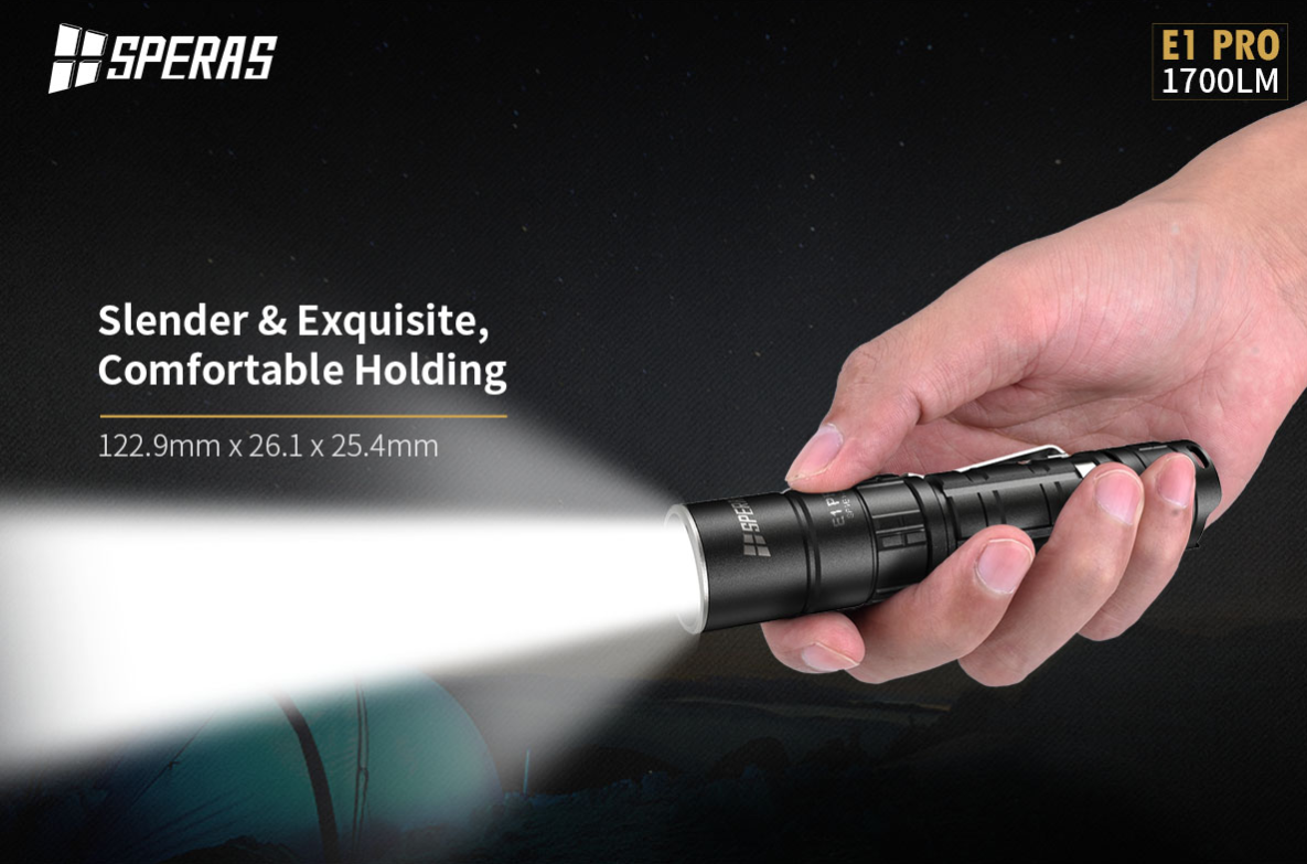 SPERAS E1-PRO  - Tactical LED ficklampa med 1700 Lumen - 2