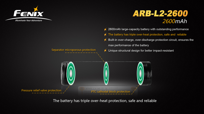 Fenix ARB-L18 18650 2600mAh 3,7V Li-jon - 2