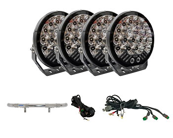 LED-Extraljuspaket 4-Pack V-Sight Roadking 9" med Voolbar och kablage