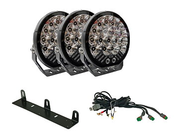 LED-Extraljuspaket 3-Pack V-Sight Roadking 9" med regskyltshållare och kablage