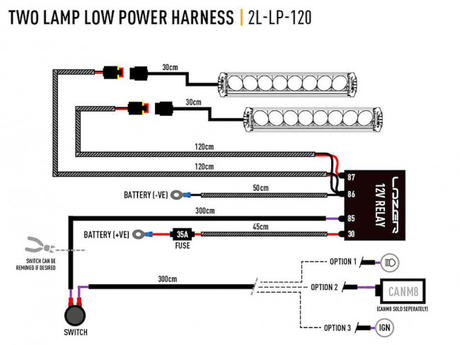 Lazer Relä-kabelsats 2x ST-serien /Triple-R 750/850/1000 Låg effekt - 2