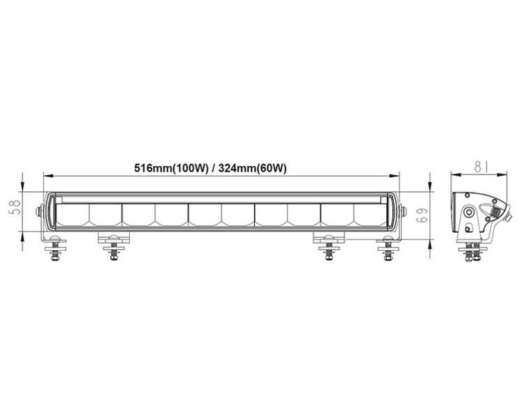 Belysningspaket Regskyltshållare + V-Sight Visible 100 LED Ljusramp 516mm 100W E-märkt - 4