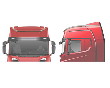 Takbåge Scania NextGen Highline med långa sidoförlängningar 20H, 45cm/53cm sidovindavvisare