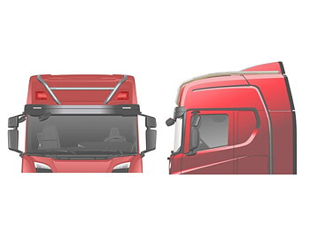 Takbåge Scania NextGen Highline med långa sidoförlängningar 20H, 45cm/53cm sidovindavvisare