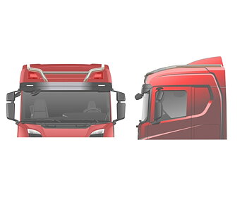 Takbåge Scania NextGen Standard med långa sidoförlängningar 20N, 12cm sidovindavvisare