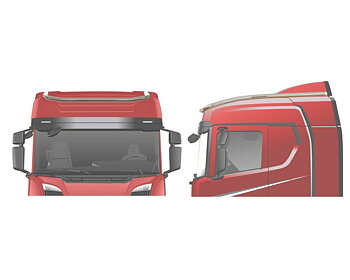Takbåge Scania NextGen Standard med långa sidoförlängningar 20N, 45cm/53cm sidovindavvisare