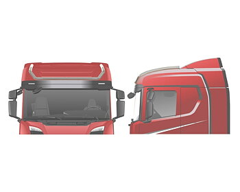 Takbåge Scania NextGen Standard med korta sidoförlängningar 20N, täcker Scania original helljus i takhörnen om bilen har det, passar inte om bilen har 65cm tak vindavvisare