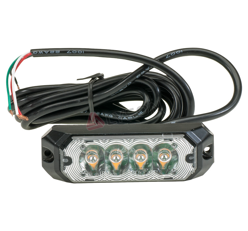 LED Blixtljus 4 dioder ECE R65 12-36V, Orange - 2