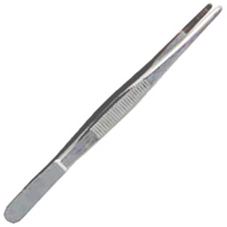 Dressing pincett, extra stor, rund spets, stål 14 cm