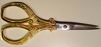 Brodyrsax, guldplätterad, dekorerad, 10 cm