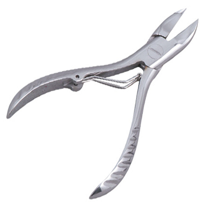 Nageltång, i stål, räfflad handtag, böjd, 10 cm