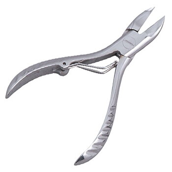 Nageltång, i stål, räfflad handtag, böjd, 10 cm