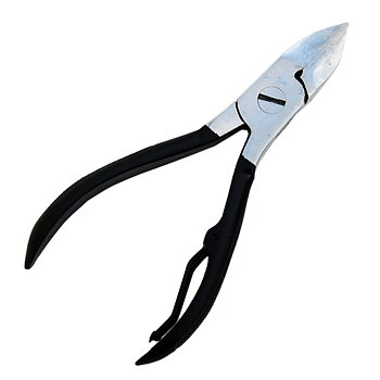 Nageltång i rostfritt stål, böjd, svart handtag 10,4 cm