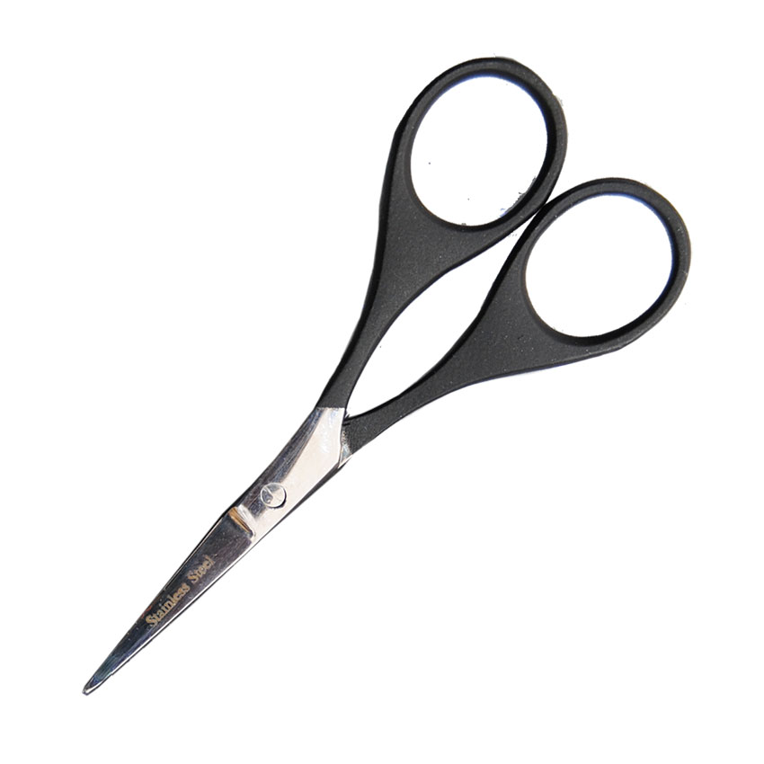 Nagel- och nagelbandssax, böjd, svart handtag, 10 cm