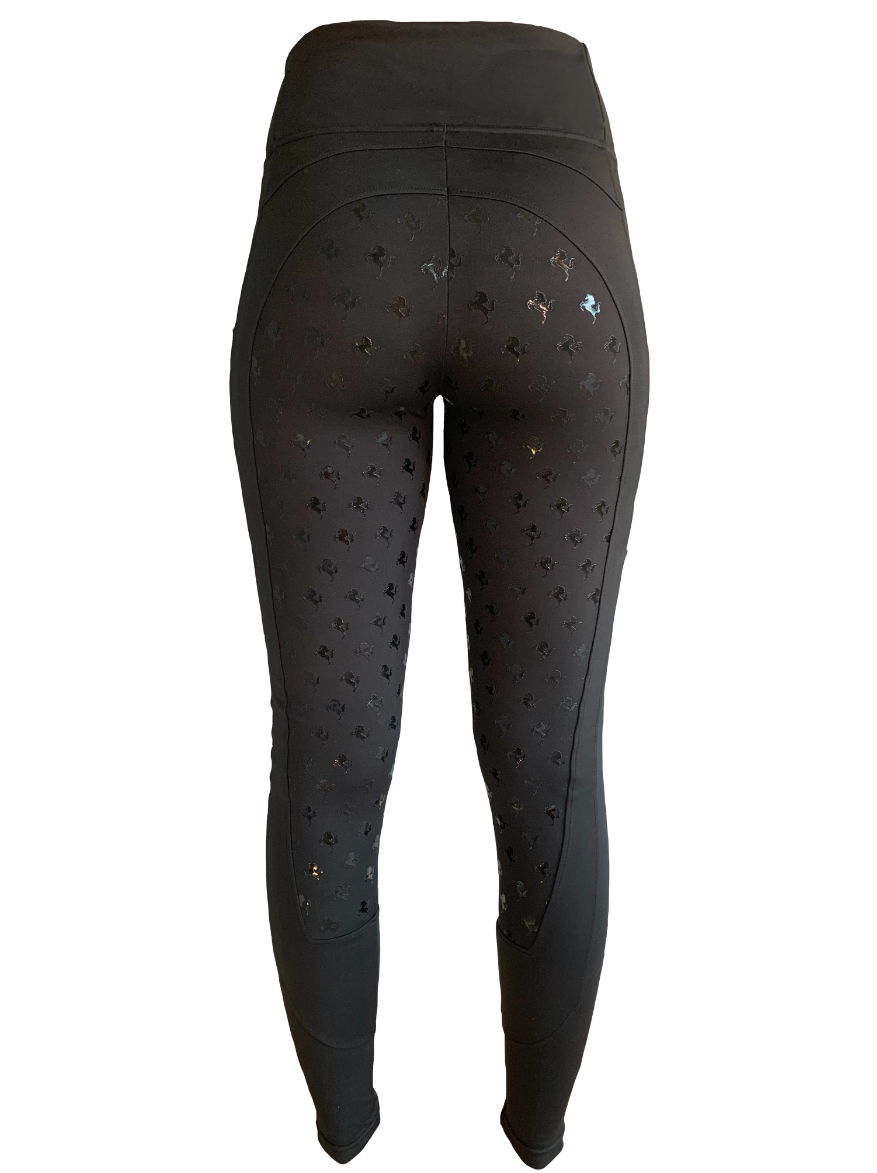 Leggings de equitação, pretas com o logótipo Marques & Vieira - 3