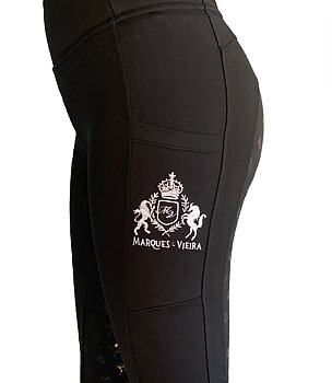 Reitleggings, schwarz mit Marques &amp; Vieira-Logo