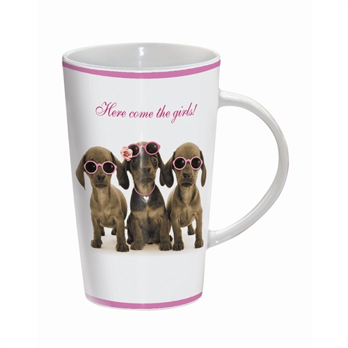 LATTE MUG - DACHSHUND PUPPIES "HERE COME THE GIRLS!"