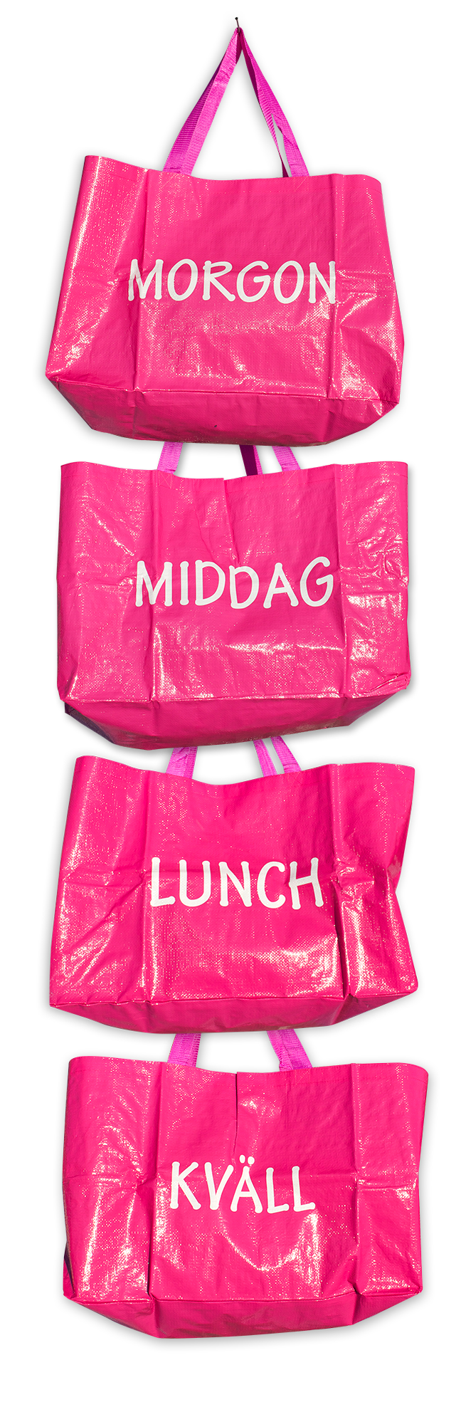 Höpåsar 4-pack Morgon, Middag, Lunch, Kväll rosa