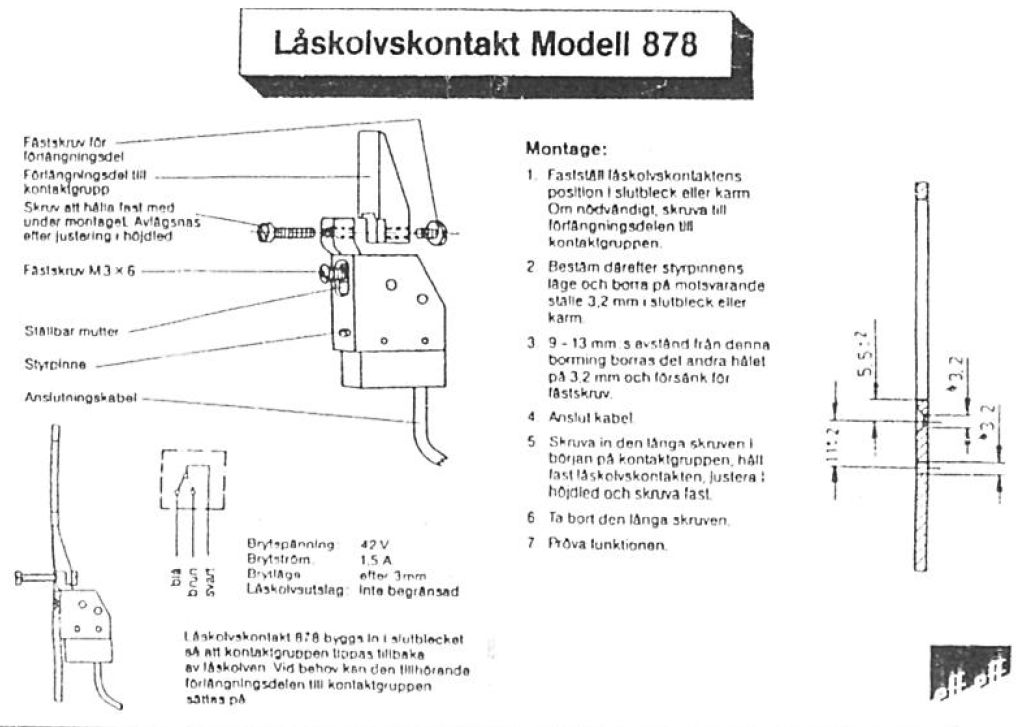 Låskolvskontakt  878 - 2