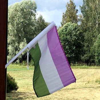 Gender queer-fasadflagga 40 x 60 cm med plaststång ca 75 cm 