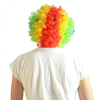 Clown-Afro-Perücke in den Pride-Farben.