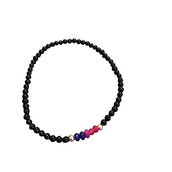 Bi-armband i halvädelstenar (19cm) 