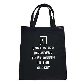 Stofftasche schwarz - Botschaft Liebe ist schön