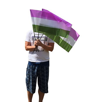 Genderqueer flagga på pinne - Mellan 