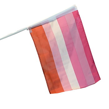 Lesbisk-fasadflagga 40 x 60 cm med plaststång ca 85 cm 