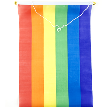 Pride flagge aus Stoff mit Stock und Schnur