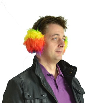 Ohrwärmer in Regenbogenfarben
