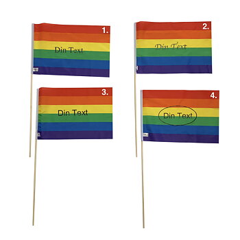 Pride flag "with your text" on a pole - medium