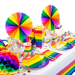 Decken Sie den Tisch mit Pride Bringen Sie Farbe auf Ihre Party und Ihren Tisch! Wählen Sie Ihre Favoriten