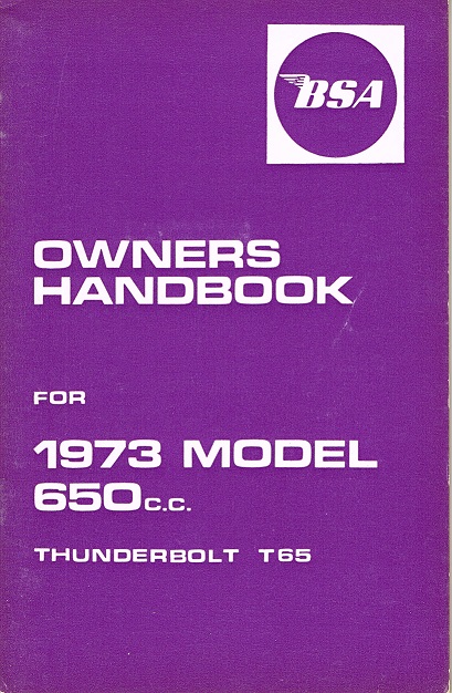 Handbok BSA T65 650cc Thunderbolt 1973 