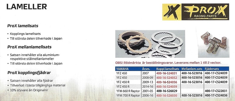 Lamellsatser Yamaha ATC 450-700